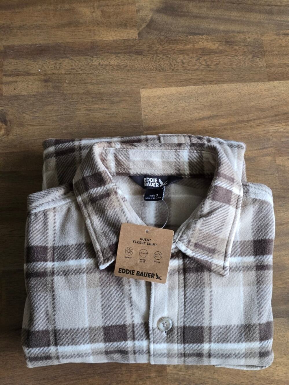 NWT Men's Eddie Bauer Field Flannel 2.0 Button-Front Flex Shirt Long Sleeve SM
